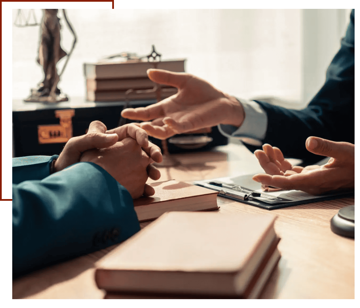 Business meeting with hands gesturing