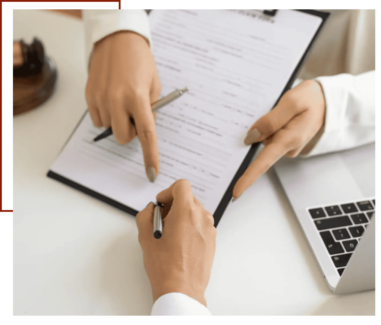 Signing a document with a pen