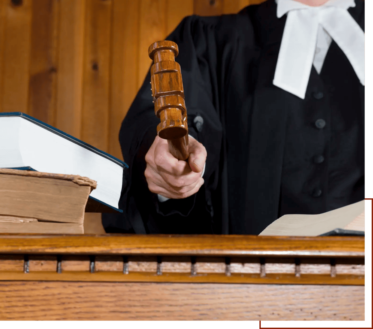 Legal professional with gavel and documents