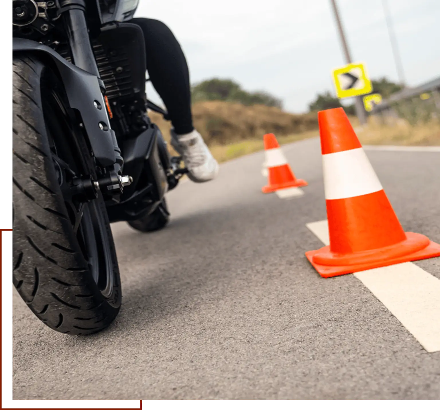 Rider practicing motorcycle handling skills