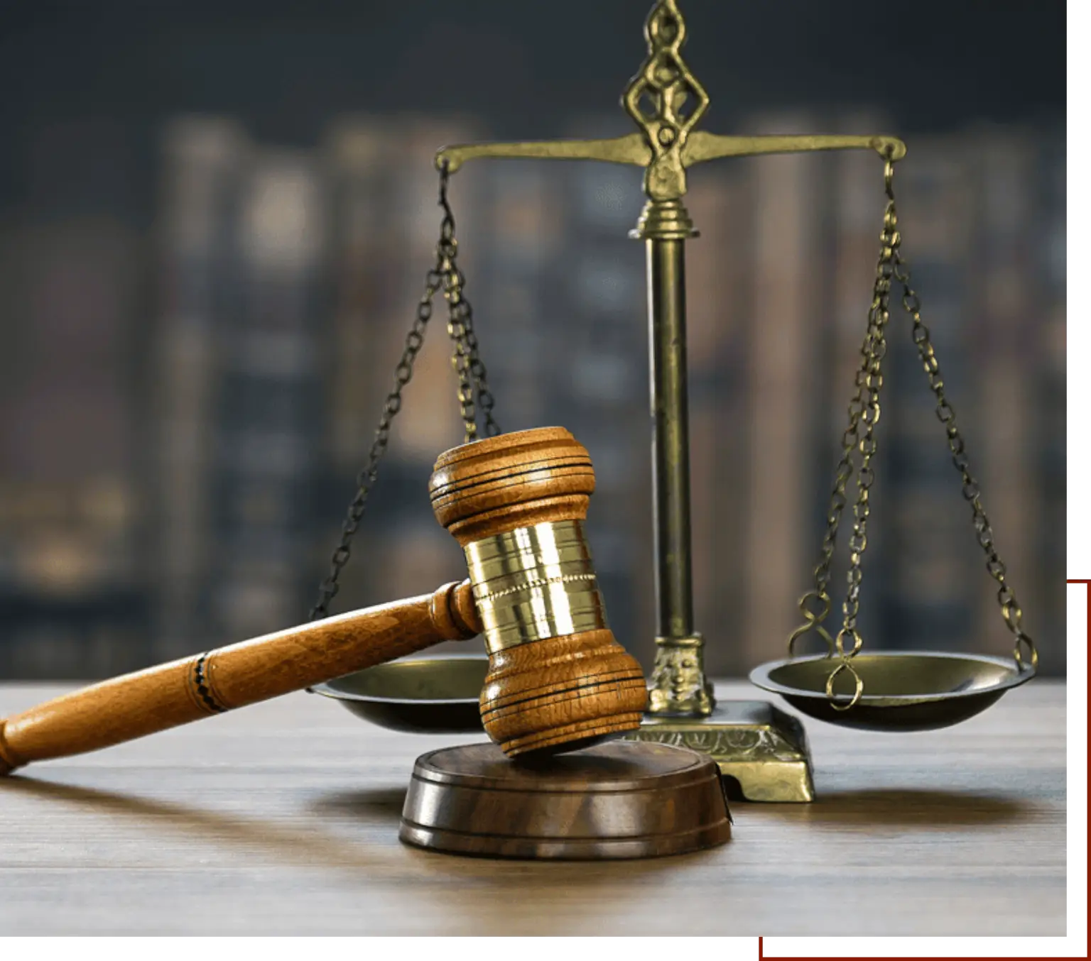 Legal symbols on desk