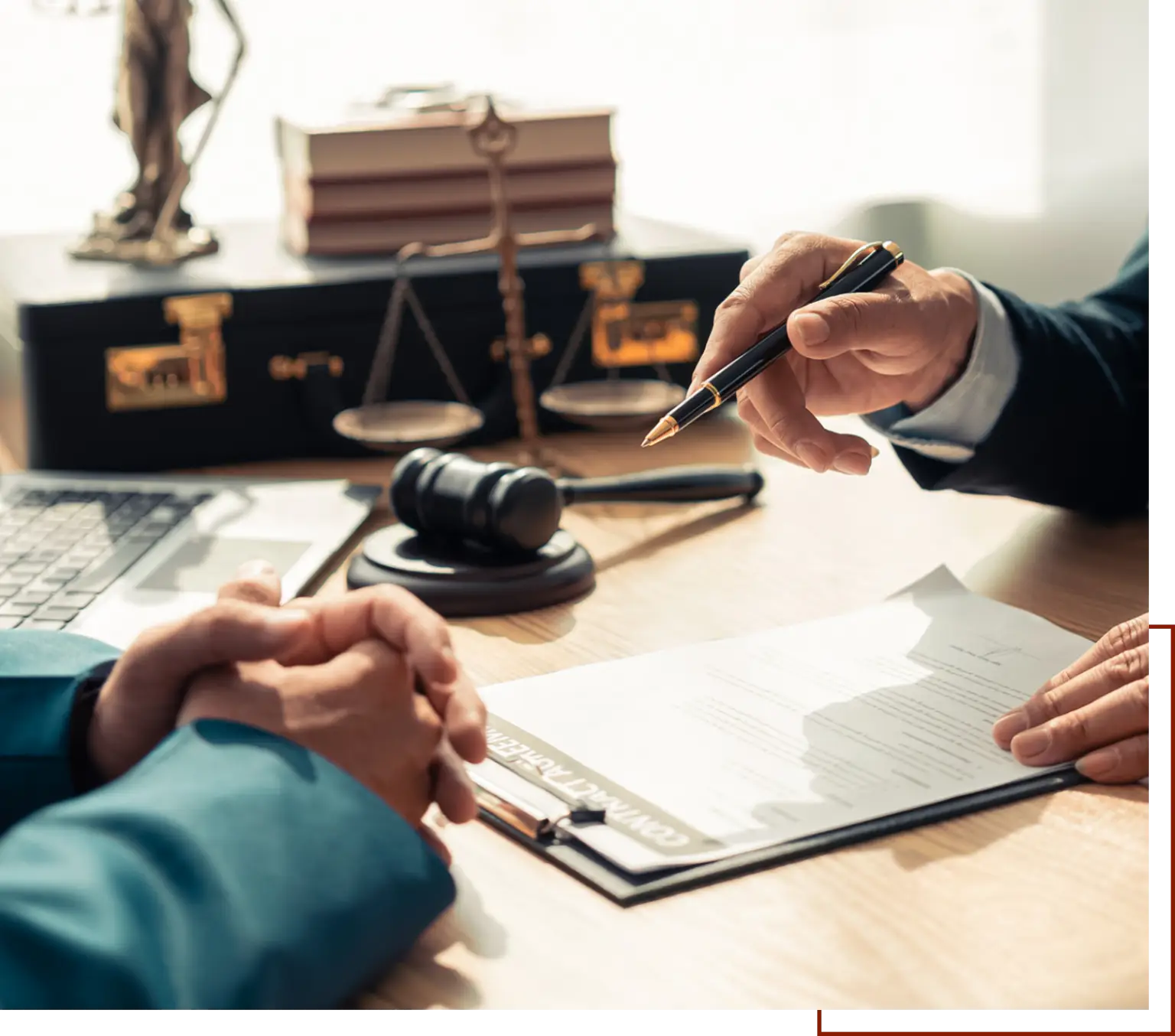 Lawyer discussing case with client