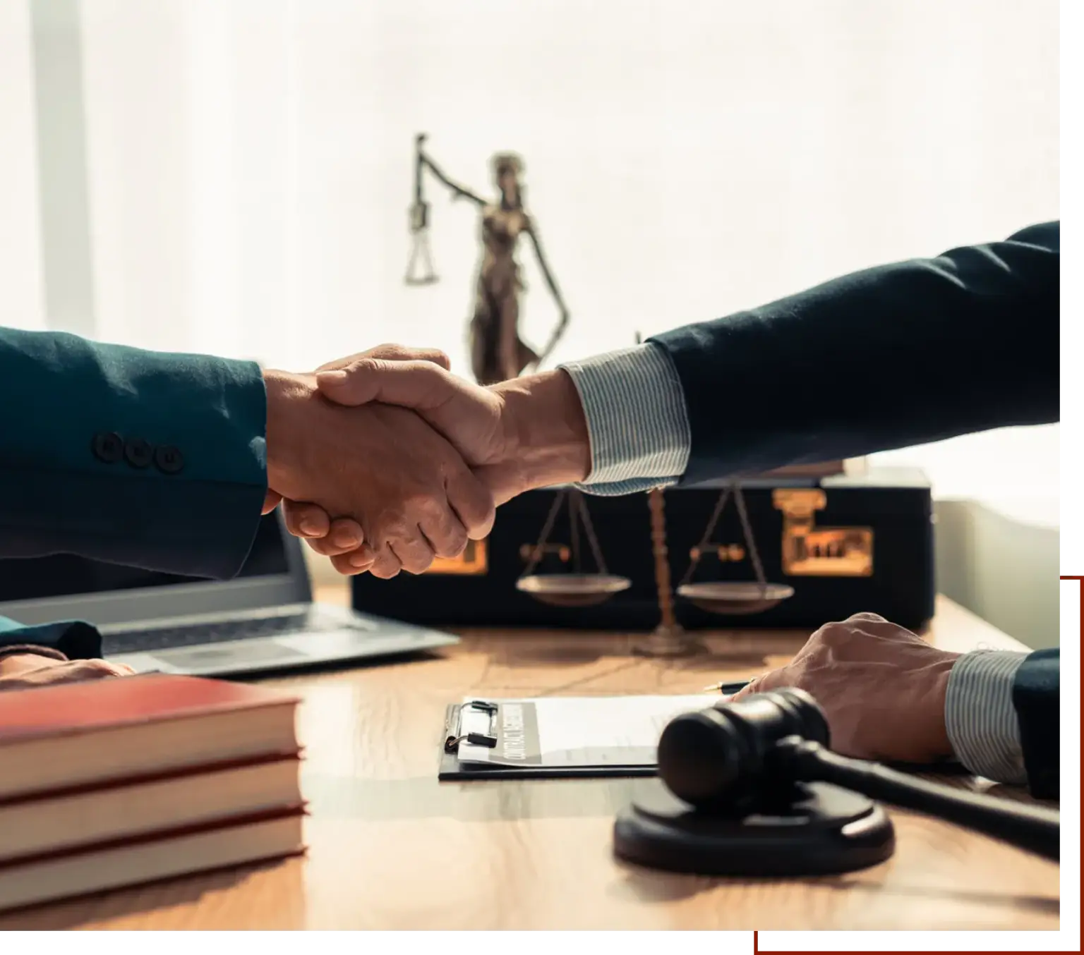 Business handshake in office